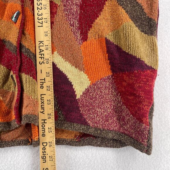 SIGRID OLSEN Sweater Womens PL Petite Colorblock Shawl Wool Blend Cardigan Red - Picture 13 of 14